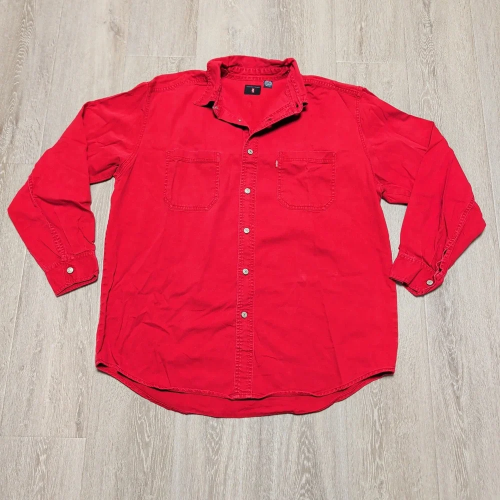 Vintage 90s Levi's Western Long Sleeve Red Tab Chamois Shirt Mens L Rockabilly